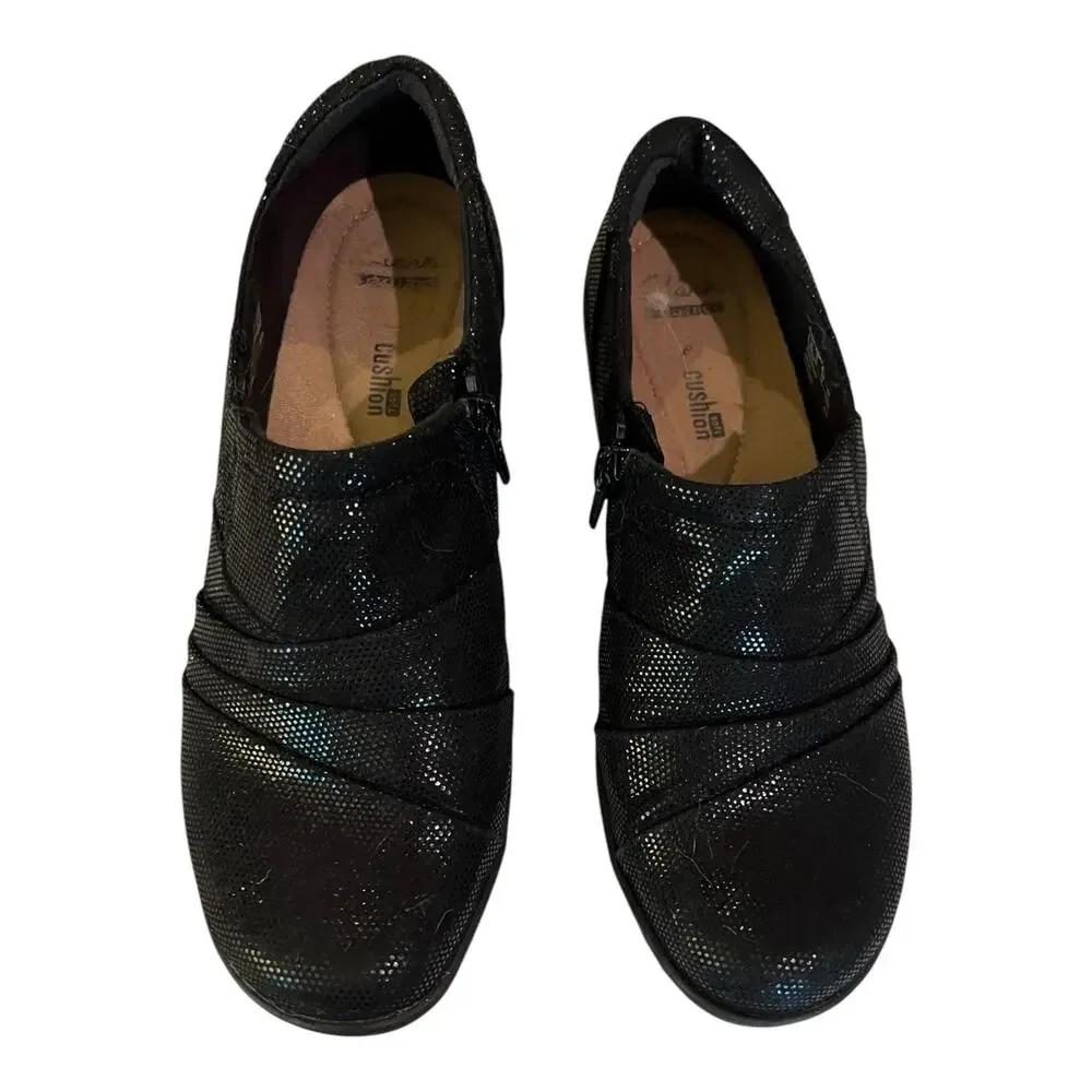 Clarks Collection Soft Cushion shoes black Slip-On Glitter Shiny 8